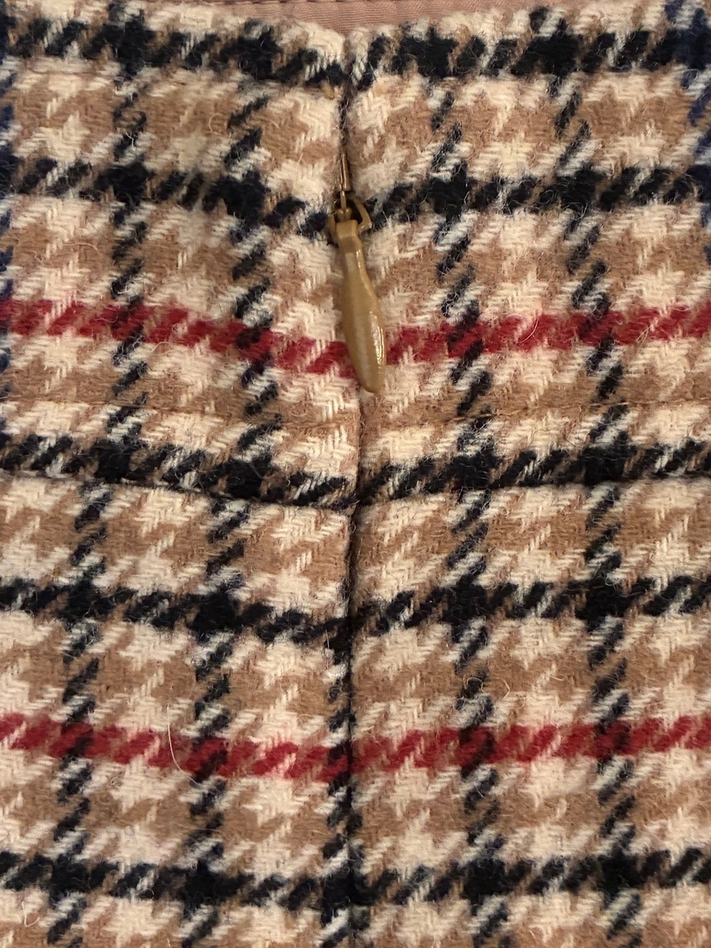 J. Crew Tan and Black Plaid Preppy Collegiate Dark Academia A-Line Skirt Sz 4 - Picture 4 of 7